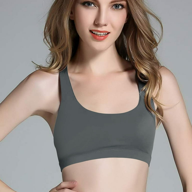 Zpanxa Bras for Women Rimless Yoga Running Cross straps Underwear Sports  Bra with Pads Womens Bras Sports Bra Gray XL