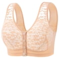 thumbnail image 1 of Zpanxa Bras for Women Wireless Front Closure, Lace Stitching Fixed Cups with Wide Straps for Plus Size Everyday Wear Beige 42BC, 1 of 8