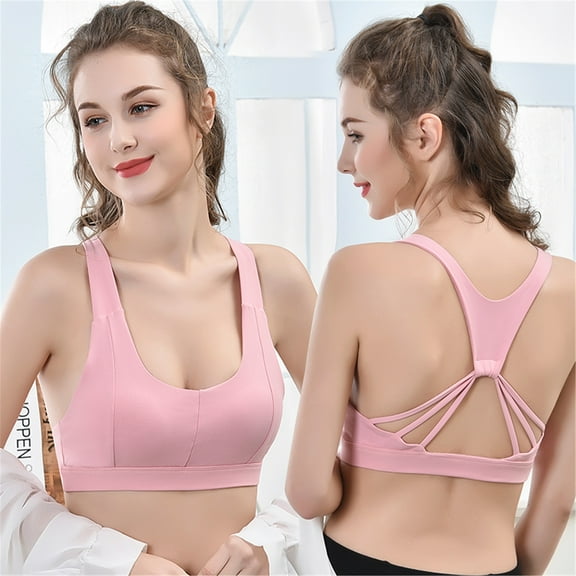 Zpanxa Bras for Women Woman Bras With String Quick Dry Shockproof Running Fitness Large Size Underwear Womens Bras Sports Bra Pink S