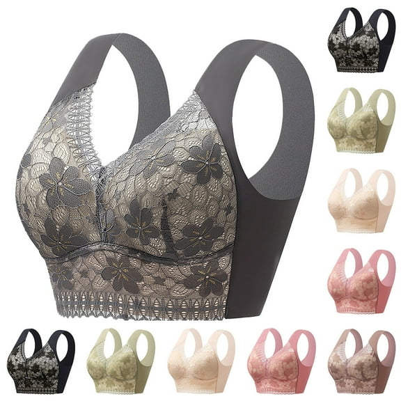 Zpanxa Bras for Women, Women's Floral Lace Wireless Bra No Underwire Comfortable Breathable Full Coverage Bra