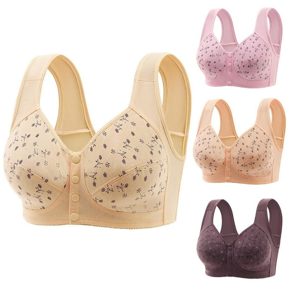 Zpanxa Bras for Women, Women's Plus Size Front Closure Bra Wireless No Underwire Adjustable Comfortable Bra