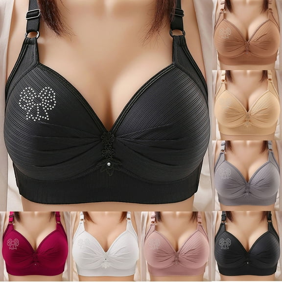 Zpanxa Bras for Women, Women's Plus Size Wireless Push Up Bra Printed Breathable Comfortable Everyday Full Coverage Bralette