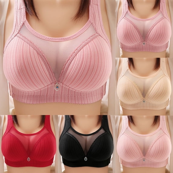 Zpanxa Bras for Women, Women's Wireless Lace Bra No Underwire Breathable Comfortable Everyday Bralette