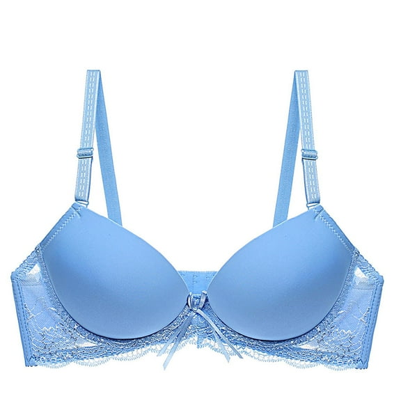 Zpanxa Bras for Women no Underwire Plus Size Papper Bras Push up High Support Lace Bras Blue E M