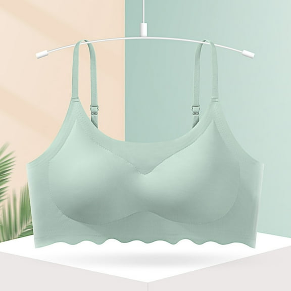 Zpanxa Bras for Women no Underwire Seamless Bras Embroidered Comfort Bralettes Everyday Bra Glossy Breathable Sleep Bras Green S
