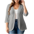 thumbnail image 1 of Zpanxa Cardigan for Women Plus Size Solid Color Three-Quarter Sleeve Cardigan, Open Front 4XL, 1 of 6