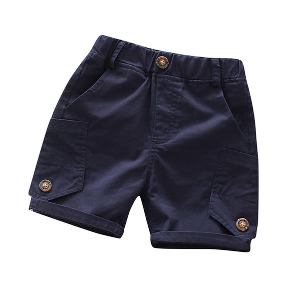 Zpanxa Cargo Shorts Fashionable Children's Solid Color Elastic Waist Shorts Casual And Comfortable Outerwear Pants Navy 2 Years