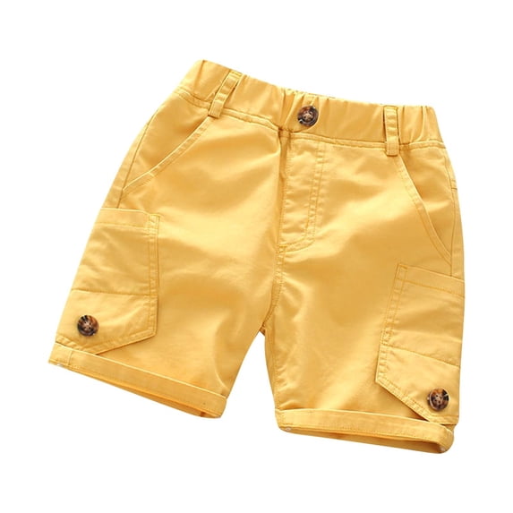 Zpanxa Cargo Shorts Fashionable Children's Solid Color Elastic Waist Shorts Casual And Comfortable Outerwear Pants Yellow 4 Years