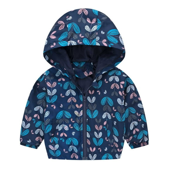 Zpanxa Cartoon Print Kids Windbreaker Floral and Car Pattern Hooded Rain Resistant Jacket Lightweight Spring Fall Outerwear for Boys Girls Ages 2 to 7