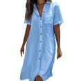 thumbnail image 1 of Zpanxa Casual Button Front Dress Long Sleeveless Shirt Dress Solid Color Longline Cover Up in Multiple Colors, 1 of 5