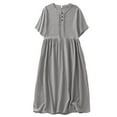 thumbnail image 1 of Zpanxa Casual Loose Fit Dress Solid Color Three Quarter Sleeve Raglan Dress with Tie Waist Easy Day Dress, 1 of 6