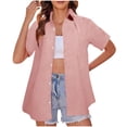 thumbnail image 1 of Zpanxa Casual Short Sleeve Shirt for Women Button Down Printed Blouse Summer Comfortable Top Relaxed Fit T-Shirt, 1 of 7