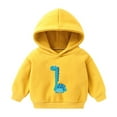 thumbnail image 1 of Zpanxa Children's T-Rex Design Hooded Sweatshirt Brushed Interior Pullover with Kangaroo Pocket for Outdoor Adventures 2-8 Years, 1 of 2