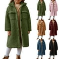 thumbnail image 1 of Zpanxa Childrens Collarless Reversible Coat 4-10Y Button Front Plush Jacket No Hood Design Easy On Off for School, 1 of 8