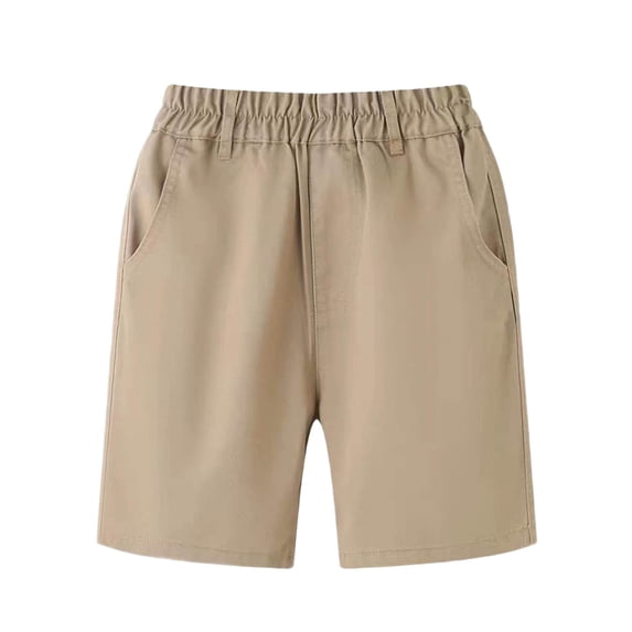 Zpanxa Chino Shorts Boys' And Girls' Solid Color School Uniform Shorts Student Mid Pants Five Leg Pants Casual Full Elastic Waist School Uniform Shorts Khaki 13-14 Years