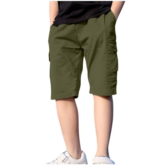 Zpanxa Chino Shorts Fashion Boys' Summer Shorts Elastic Summer Thin Workwear Shorts Outerwear Shorts Army Green 7 Years