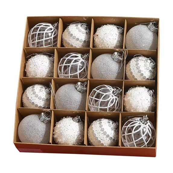 Zpanxa Christmas Decorations Clearance Christmas Balls 12PCS 2.36'' Christmas Ornametns Tree Decorations Hanging Irregular Ball Pendant Home Xmas Party Supplies Black Balls Drop Ornaments White