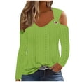 thumbnail image 1 of Zpanxa Cold Shoulder Blouse for Women Long Sleeve Solid Color Casual Top Modern Loose Fit Comfortable Shirt, 1 of 5