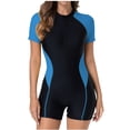 thumbnail image 1 of Zpanxa Color Block Swimsuit for Women One Piece Athletic Jumpsuit Zip Front Slim Fit Surf Style Sporty Beachwear, 1 of 8