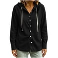 thumbnail image 1 of Zpanxa Denim Jacket for Women Hooded Button Front Denim Jacket Long Sleeve Lightweight Casual Classic Stylish Versatile Outerwear, 1 of 8