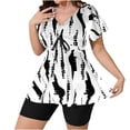 thumbnail image 1 of Zpanxa Drawstring Swimsuit Set for Women Conservative Short Sleeve Two Piece Printed Modest, 1 of 7