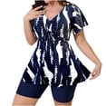 thumbnail image 1 of Zpanxa Drawstring Swimsuit Set for Women Conservative Short Sleeve Two Piece Printed Modest, 1 of 8
