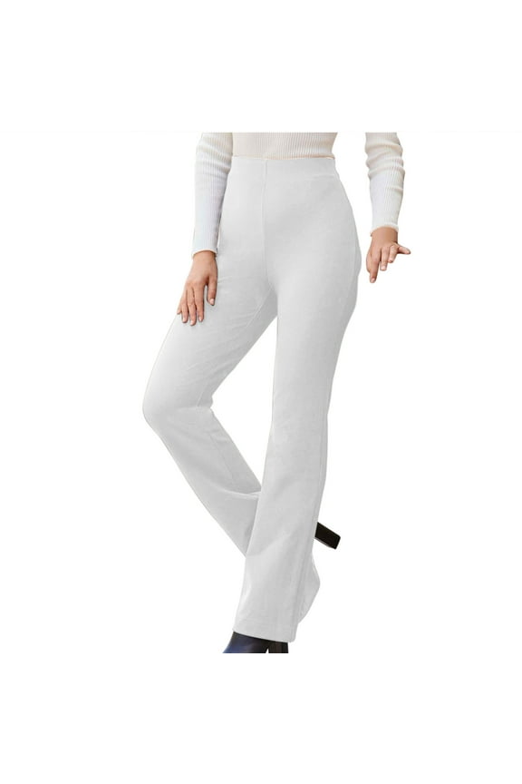 Dress Pants Women, Women's Flare Solid Suit Pants Leisure Trousers Bell-bottoms Solid Color Pants White M