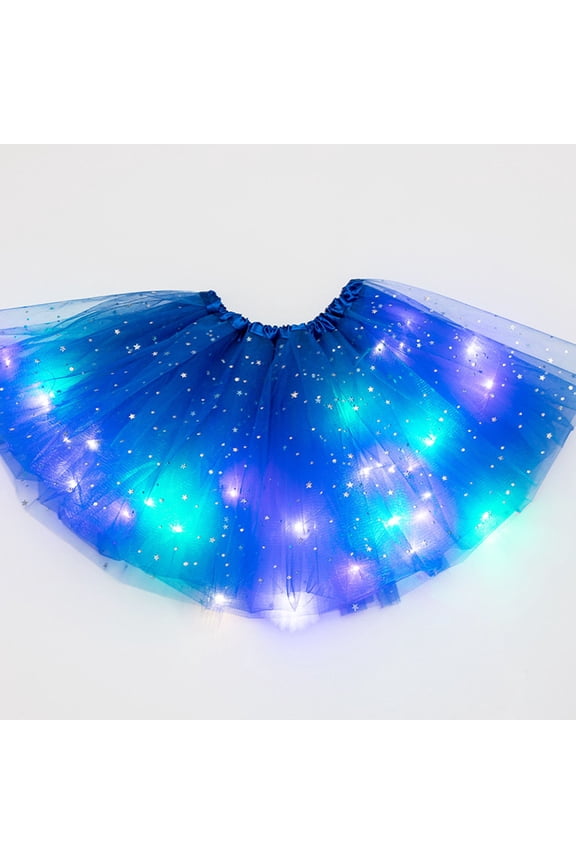 Dress for Women LED Lights 3 Layer Of Stars Mesh Puffy Skirt Ballerina Skirtes Plus Size Dress for Women Blue Dress
