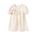 thumbnail image 1 of Zpanxa Dresses for Girls, Fashion Kids Solid Color Short Sleev Round Neck Dress Summer Casual and Comfort Dress Beige 3 Years, 1 of 7