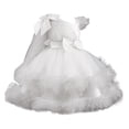 thumbnail image 1 of Zpanxa Dresses for Girls, Girl' Summer Short Sleeve Ruffled Lace Round-Neck Embroidery Mesh Princess Bow Skirt White 1 Years, 1 of 7
