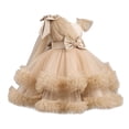 thumbnail image 1 of Zpanxa Dresses for Girls, Girl' Summer Short Sleeve Ruffleded Lace Round-Neck Embroidery Mesh Princess Bow Skirt Yellow 2 Years, 1 of 7