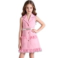 thumbnail image 1 of Zpanxa Dresses for Girls, Girl's Pearl Belt Blazer Dress Sleeveless Elegant formal Party Dresses Pink 5 Years, 1 of 9