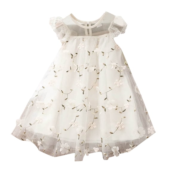 Zpanxa Dresses for Girls, Girl's Sleeveless Print Dress Fashion and Cute Princess Dress Breath Gentle and Comfort Dress White 1 Years