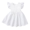 thumbnail image 1 of Zpanxa Dresses for Girls, Girls' Summer and Linen Solid Color Bow Fly Sleeve Dress White 1 Year, 1 of 8