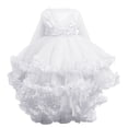 thumbnail image 1 of Zpanxa Dresses for Girls, Kids Summer Short Sleeve Ruffleded Lace Round-Neck Embroidery Mesh Princess Bow Skirt White 9 Years, 1 of 3