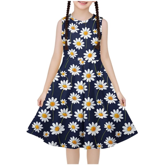 Zpanxa Dresses for Girls, Sleeveless Stretchy Dress A Line Twirly Skater School Recital Dress Short Sleeve Round Neck Dress Black 5 Years