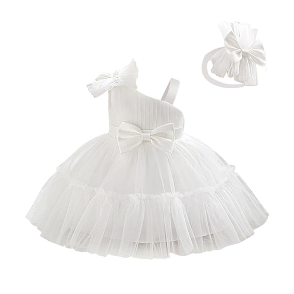 Zpanxa Dresses for Girls, Summer Skirt Sleeveless Suspender Oversiz Flower Princess Dress Performance Dress Laundry Dress White 9 Months
