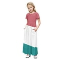 thumbnail image 1 of Zpanxa Dresses for Girls, Toddler Kids Cute Color Block Print Short Sleeve Stretchy Pocket Dress A Line Long Dress Pink 4 Years, 1 of 9