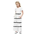 thumbnail image 1 of Zpanxa Dresses for Girls, Toddler Kids Cute Color Block Print Short Sleeve Stretchy Pocket Dress A Line Long Dress White 7 Years, 1 of 9