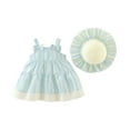 thumbnail image 1 of Zpanxa Dresses for Girls, Toddler Kids Fashion Cute Sleeveless Sweet Stripe Print Lace Dress Blue 6 Months, 1 of 9