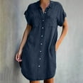 thumbnail image 1 of Zpanxa Dresses for Women Dress Fashion Short Sleeve Slim Solid Color Loose Thin Denim Dress Womens Dresses Dark Blue Dress L, 1 of 8