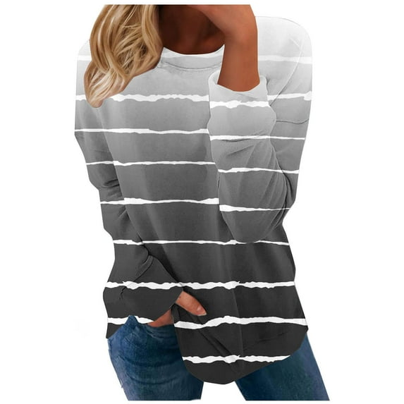 Zpanxa Essential Women's Solid Crewneck Sweatshirt, Basic Long Sleeve Pullover for a Versatile and Comfortable Wardrobe Staple Black B XXL