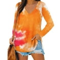 thumbnail image 1 of Zpanxa Women Long Sleeves Shirts V-Neck Loose Fit Fall Tunic Top Women Fall Tops Orange XL, 1 of 5