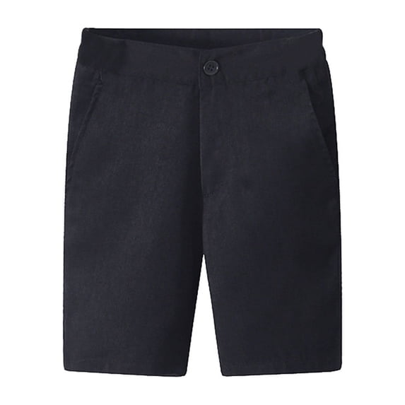 Zpanxa Uniform Shorts for Boys Flat Front Solid Color Elastic Waist 8-9 Years