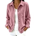 thumbnail image 1 of Zpanxa Fleece Jacket Women Corduroy Button Front Long Sleeve Shirt Jacket Loose Fit Solid Color Casual Lightweight with Pockets Fall Outerwear, 1 of 7