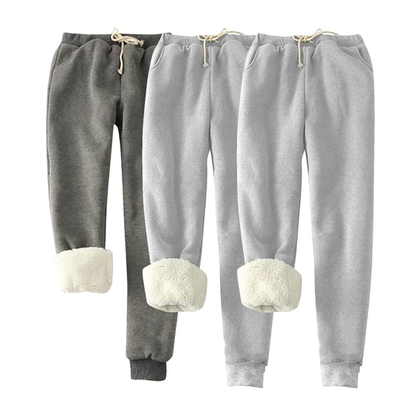 Zpanxa Fleece Lined Leggings Women High Waist Winter Thermal Solid Pants Gray XL