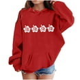 thumbnail image 1 of Zpanxa Floral Print Hooded Sweatshirt, Boys Girls Soft Breathable Pullover with Drawstring Pocket, Long Sleeve Kids Casual Streetwear Top for Toddler Youth 1-14 Years, 1 of 2