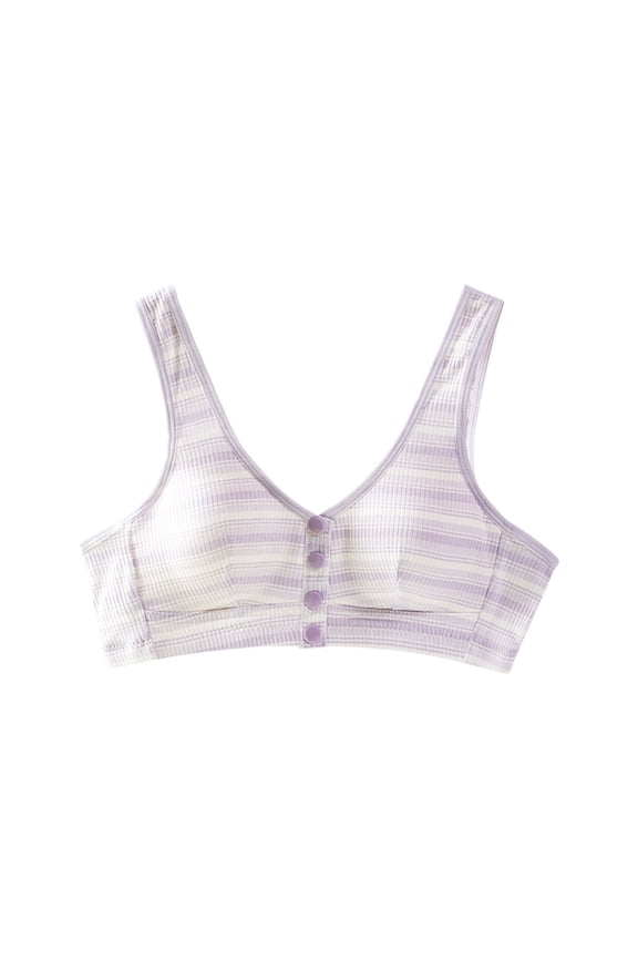 Front Closure Bras for Mature Women Wireless Plus Size Full Coverage Post Surgery Support Bra Cotton Comfort Adjustable Straps Breathable Lightweight Seamless Everyday T-Shirt Bra
