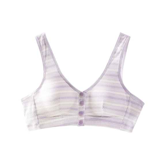 Zpanxa Front Closure Bras for Mature Women Wireless Plus Size Full Coverage Post Surgery Support Bra Cotton Comfort Adjustable Straps Breathable Lightweight Seamless Everyday T-Shirt Bra