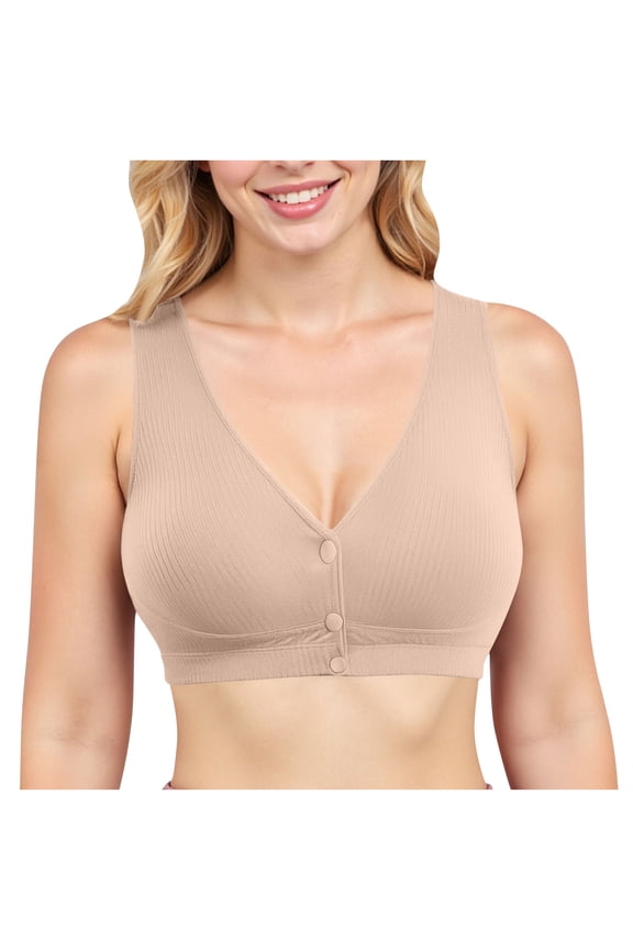 Front Closure Bras for Senior Women Wireless Plus Size Full Coverage Post Surgery Bra Cotton Comfort Support Easy Hook Breathable Everyday Wear